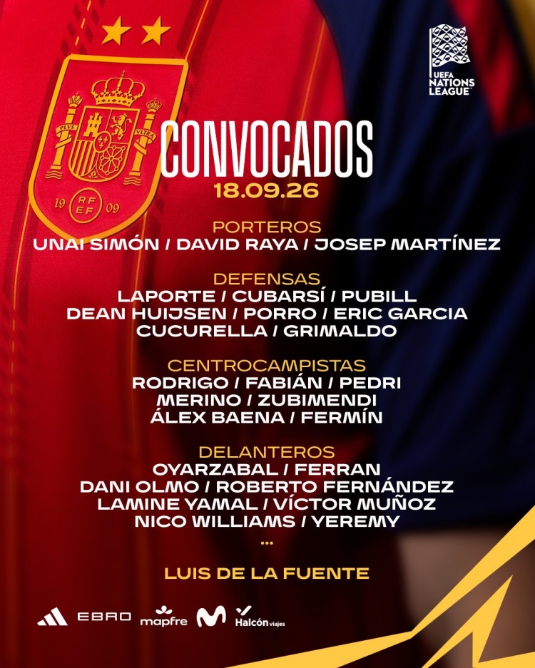 相比世界杯，西班牙国家队大名单4处变动：费尔明、赫伊森入选